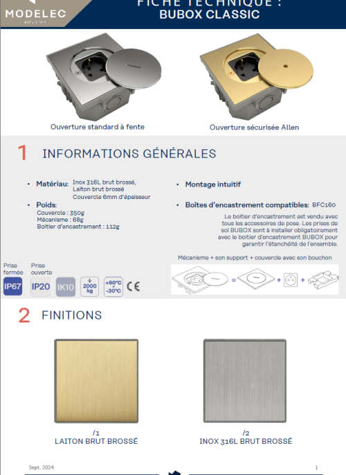 Fiche BUBOX CLASSIC - Bubox by MODELEC